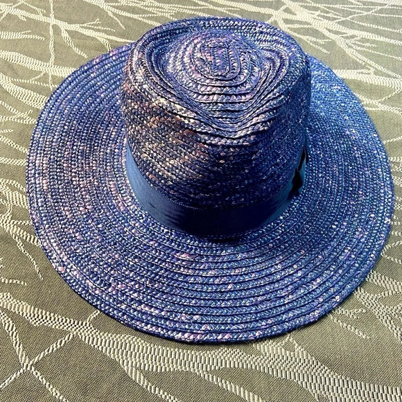 Brixton - Joanna Hat- Wide-brim Straw  Hat - Pacific Blue w/ Purple Undertones. - Picture 2 of 16